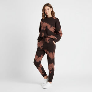 Pistola Tierra Brown Beige Tie-Dye Sweatshirt & Jogger Set - XS